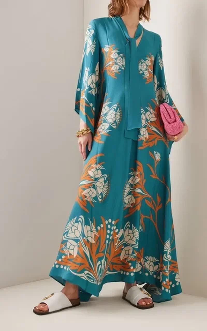 Vintage Print Long Dress