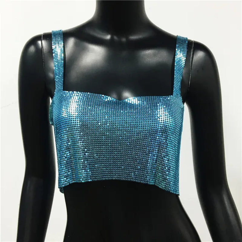 Metallic Sequin Party Crop Top