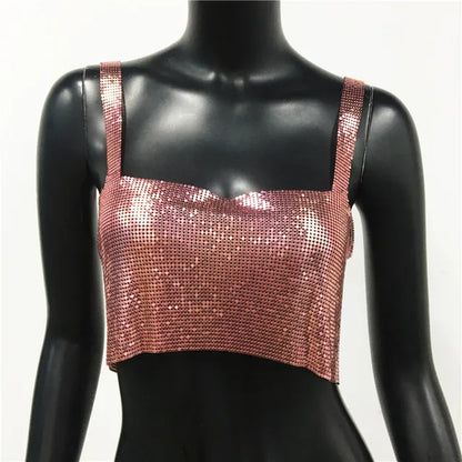 Metallic Sequin Party Crop Top