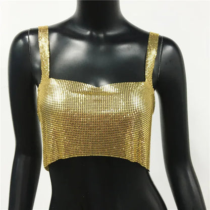 Metallic Sequin Party Crop Top