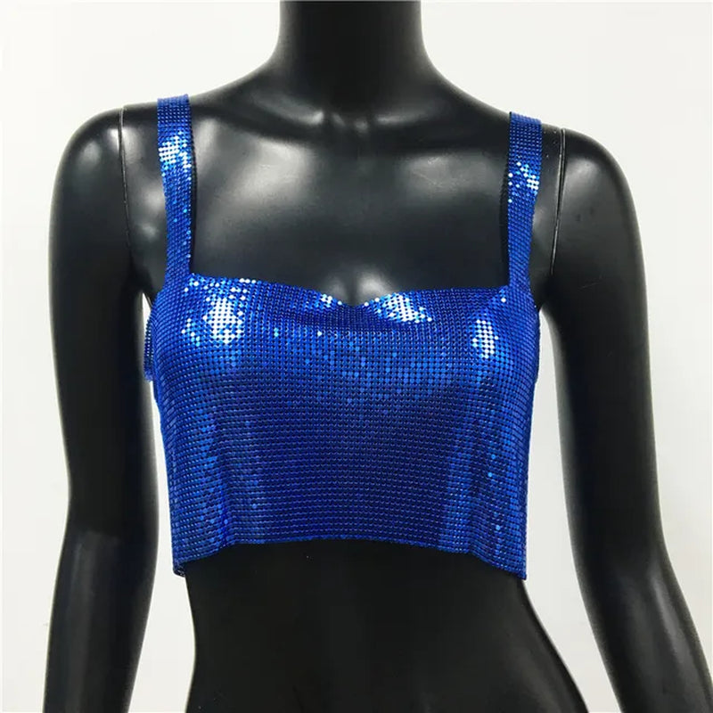 Metallic Sequin Party Crop Top