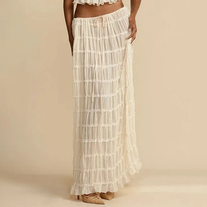 Pleated Top & Maxi Skirts Set