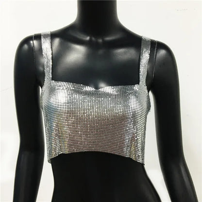 Metallic Sequin Party Crop Top