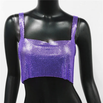 Metallic Sequin Party Crop Top