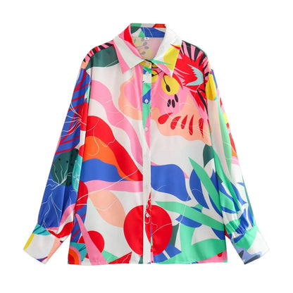 Satin Printed Shirt Set