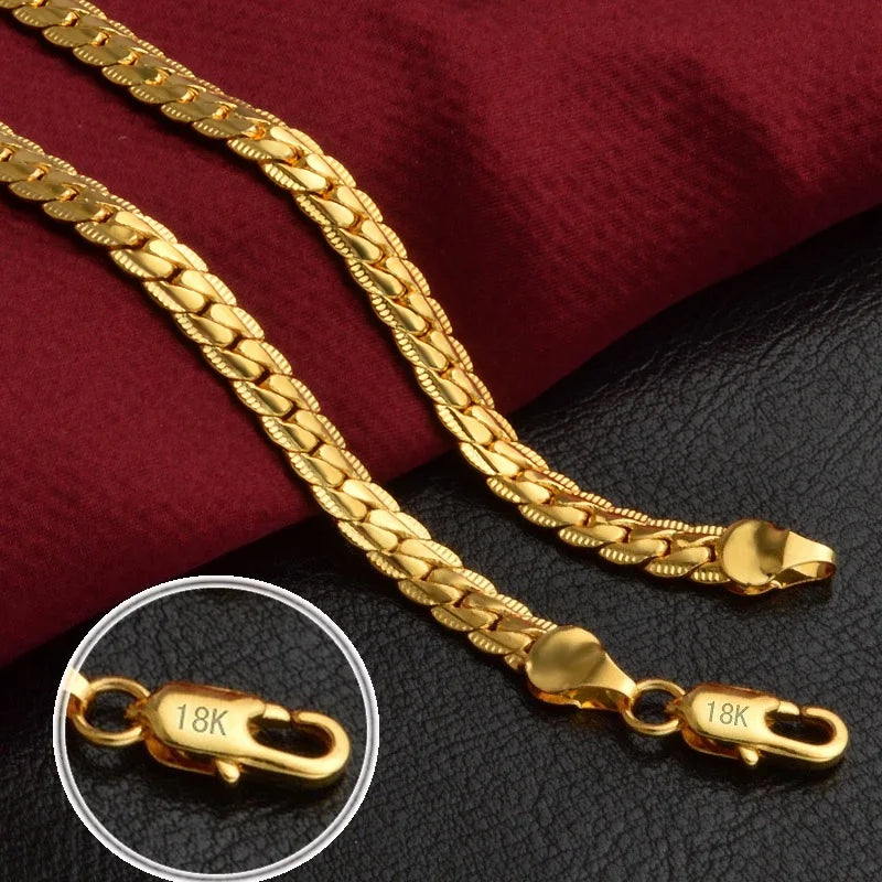 18K Gold 6MM Chain Bracelet and Necklace