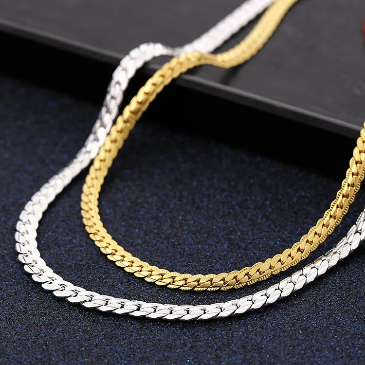 18K Gold 6MM Chain Bracelet and Necklace