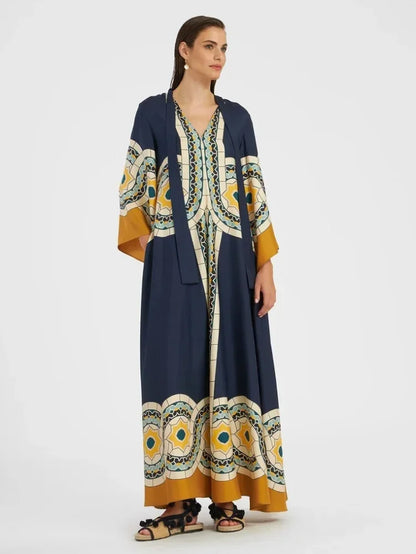 Vintage Print Long Dress