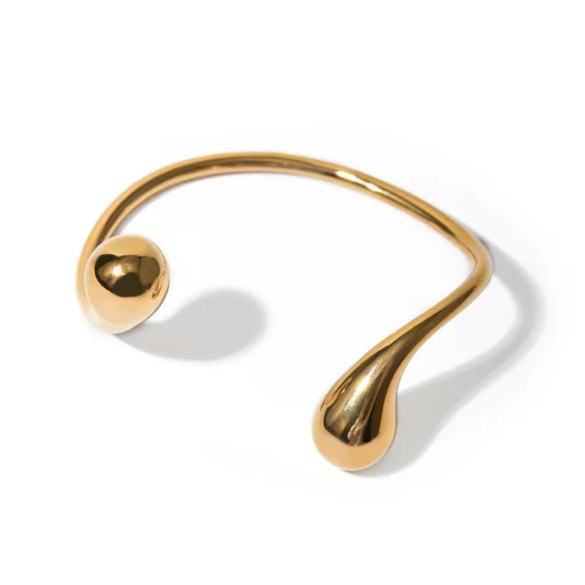 18K Gold Plated Stainless Steel Asymmetric Open Bracelet