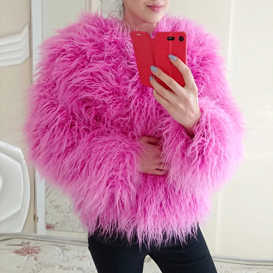 Colorful Faux Fur Coat