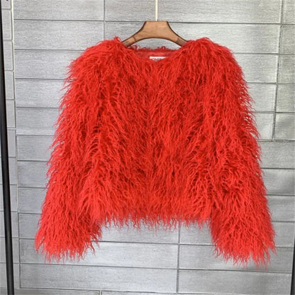 Colorful Faux Fur Coat