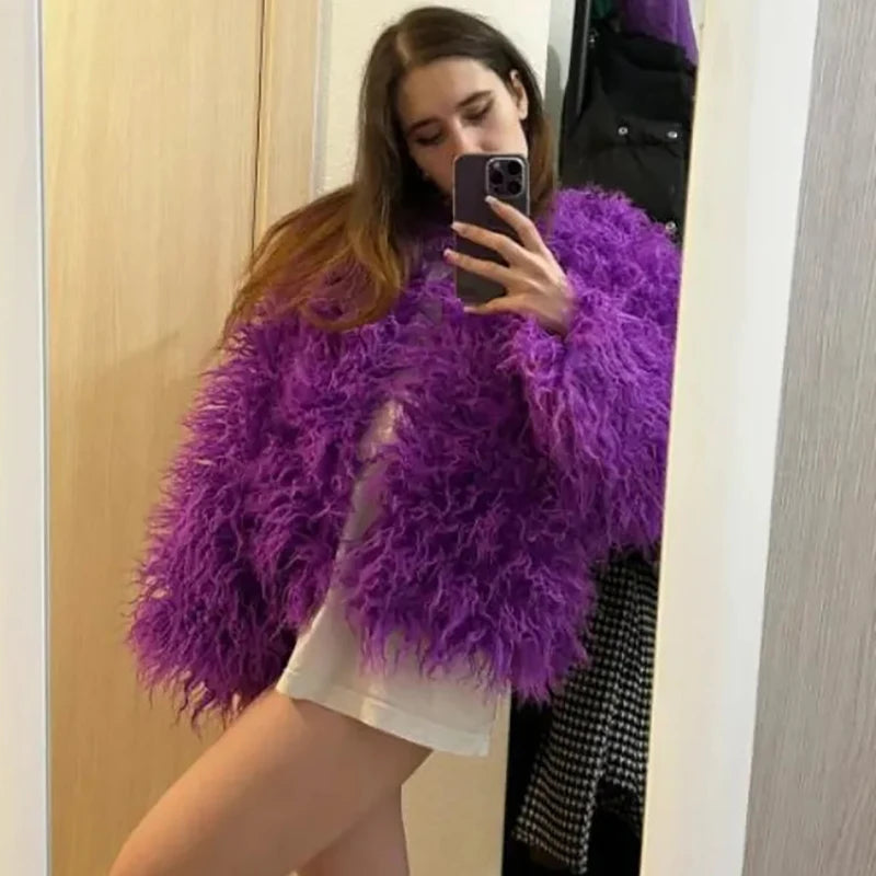 Colorful Faux Fur Coat