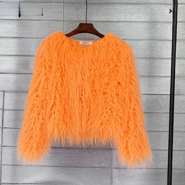 Colorful Faux Fur Coat