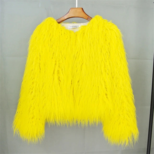 Colorful Faux Fur Coat