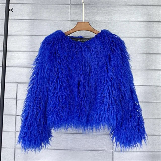 Colorful Faux Fur Coat