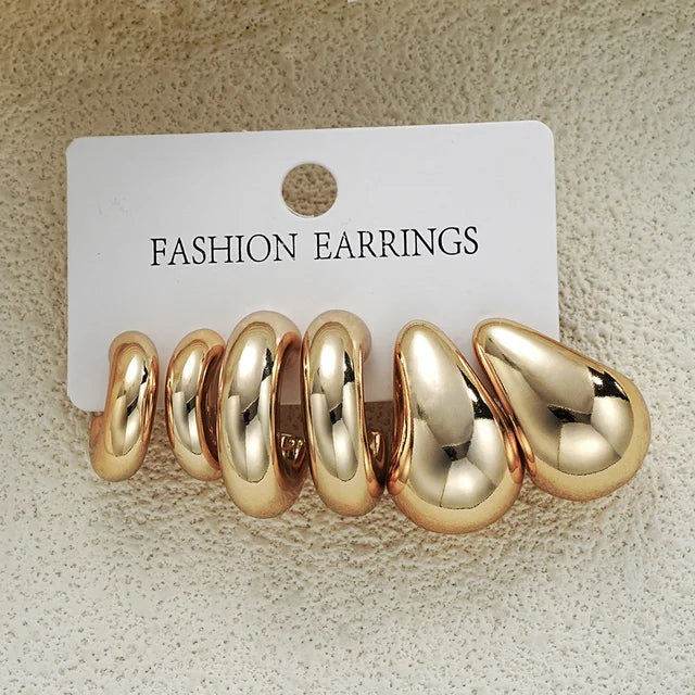 12Pcs/Set C-Shaped Earrings 