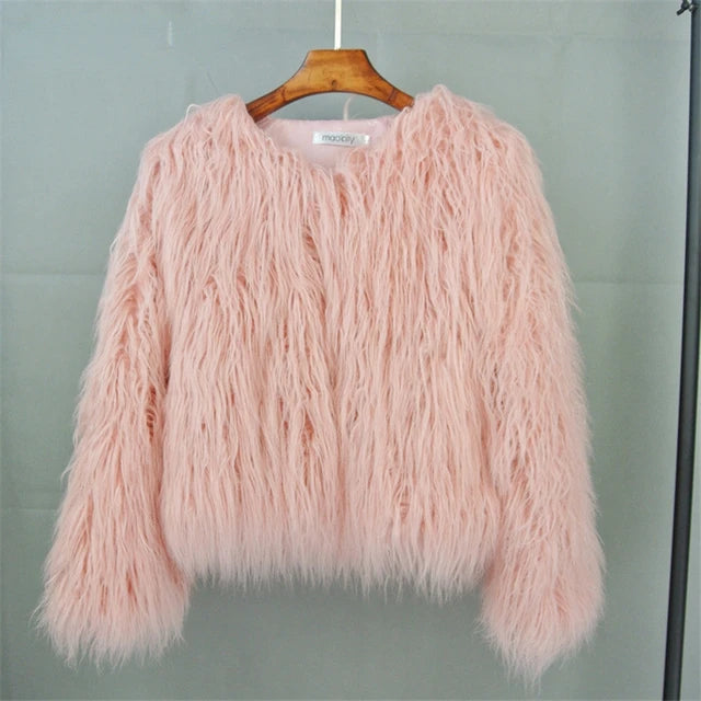 Colorful Faux Fur Coat