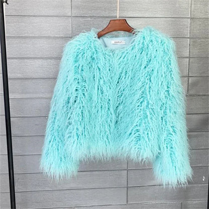 Colorful Faux Fur Coat