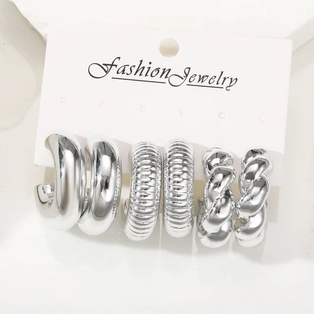 12Pcs/Set C-Shaped Earrings 