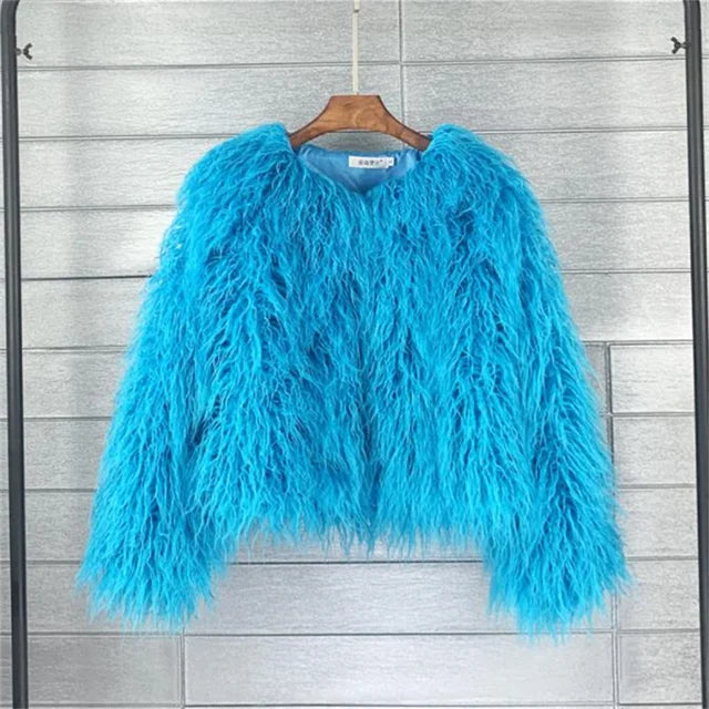 Colorful Faux Fur Coat