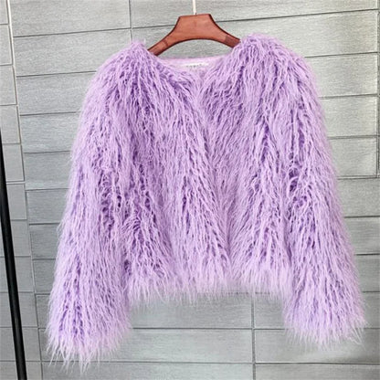 Colorful Faux Fur Coat