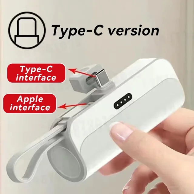 10000Mah Mini Power Bank 2 in 1 Fast Mobile Phone Charger Type-C for Iphone Samsung Huawei