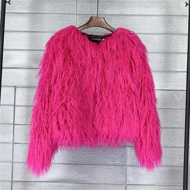 Colorful Faux Fur Coat