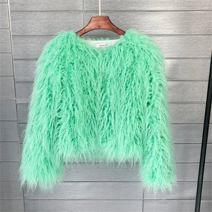 Colorful Faux Fur Coat