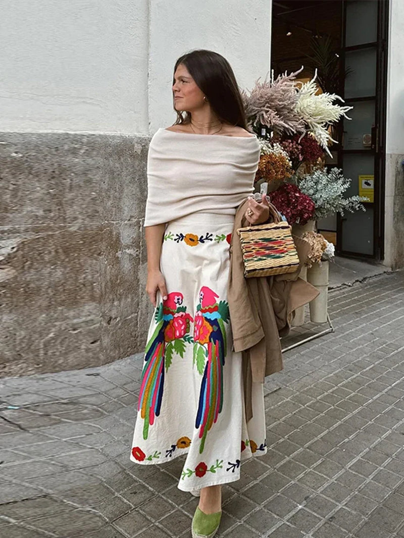 Embroidered Skirt and Top Set