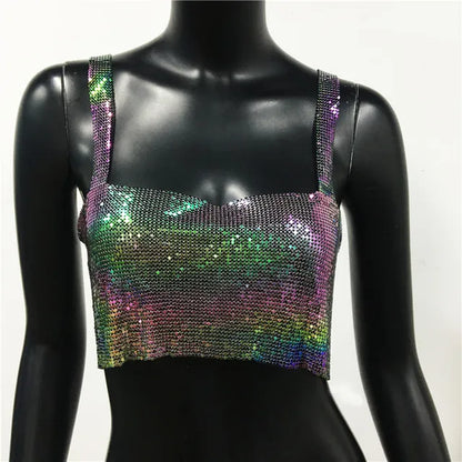 Metallic Sequin Party Crop Top