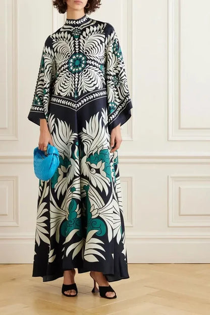 Vintage Print Long Dress