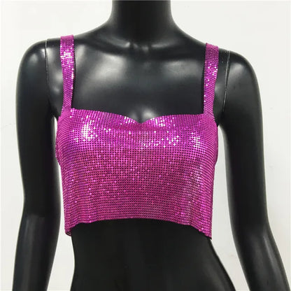 Metallic Sequin Party Crop Top