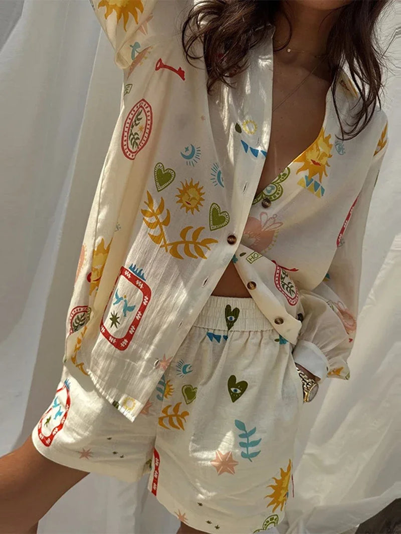 Holiday Print Pocket Shorts Suit