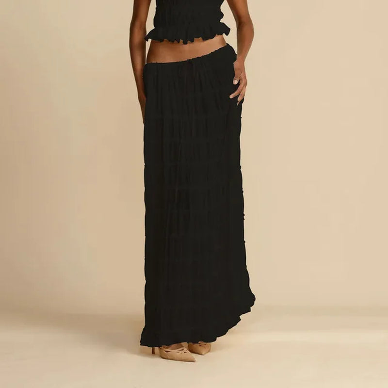 Pleated Top & Maxi Skirts Set